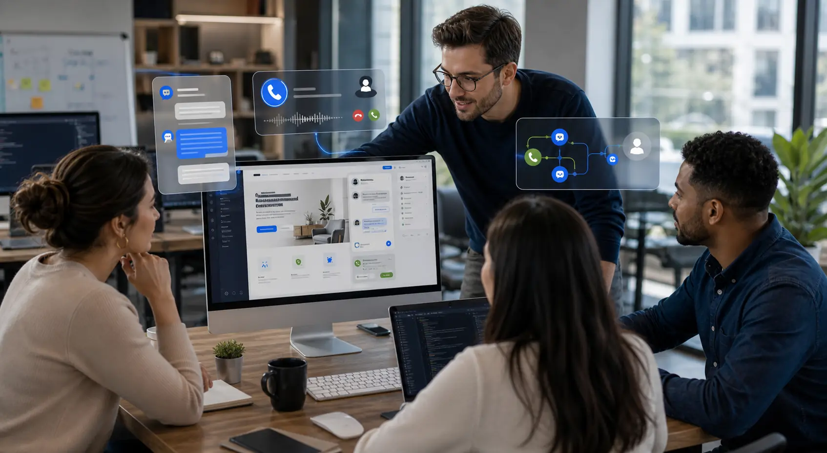 Aitele insights workspace for website leads, AI chat, phone reception, and customer routing
